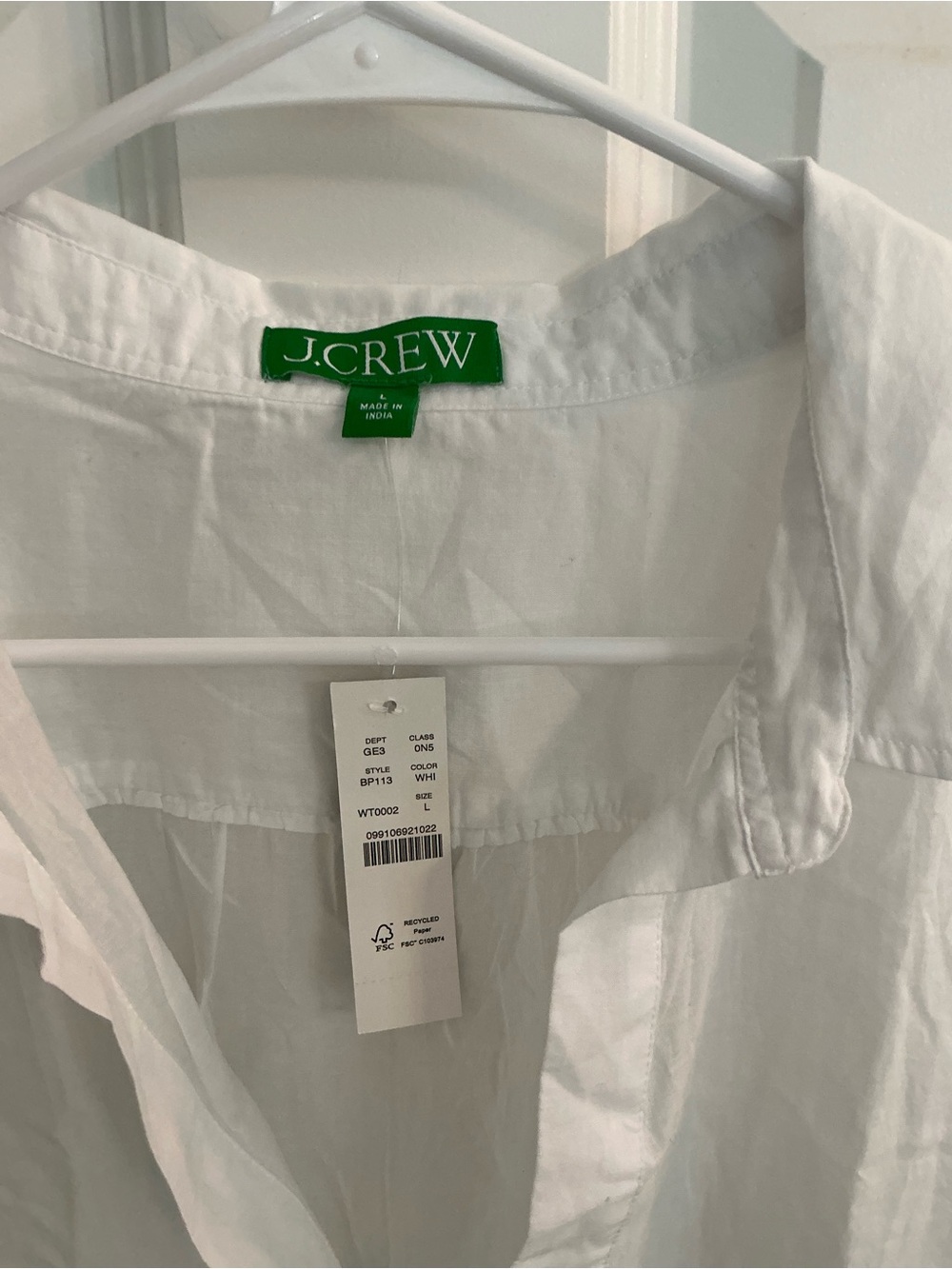 NWT J. Crew Cotton voile tunic cover-up with side ties sz large - Picture 3 of 7